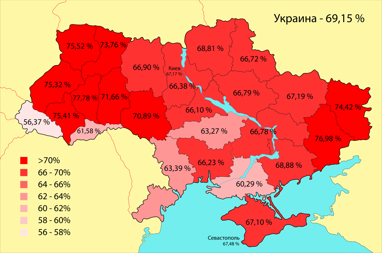 Уровень явки во 2-м туре президентских выборов 2010